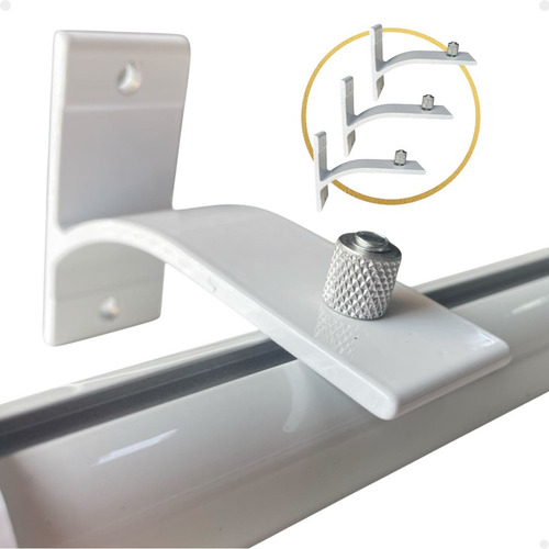 Kit 3 Suporte Inove Parede Trilho Suíço Varão Wave Alumínio