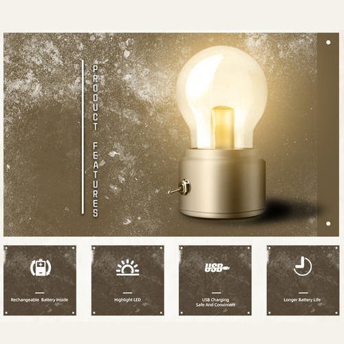 Lámpara De Escritorio Led Vintage: Luz Nocturna Retro Con Vi