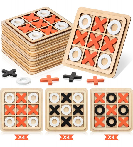 Libima 12 Piezas De Madera De Halloween Tic Tac Toe Juego Mi