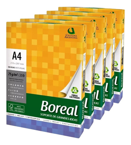 Resma A4 Boreal 75g (caja X5) Dist Oficial Envio Gratis X2 C