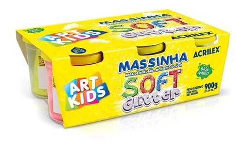 Massinha Soft Glitter C/6 150g Acrilex Art Kids