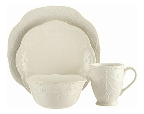 Lenox French Perle Tidbit Plato, Puesto De Mesa De 4 Piezas,