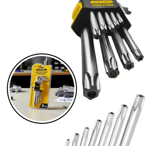 Chaves Torx 9 Peças Alien T10 T15 T20 T25 T50 Profissional