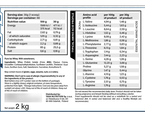 Pure Iso 2kg Isolate De Yava Labs