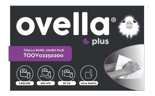 Toalla De Papel Jumbo,pack 2 Unidades Por 250 Mts