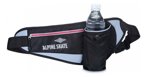 Riñonera Alpine Skate Running Porta Botella Bici Camping Color Negro Diseño De La Tela Liso