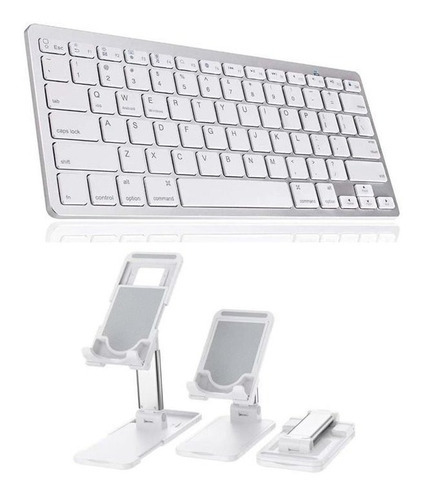 Teclado Bluetooth Para iPad Air 4 + Suporte De Apoio Branco