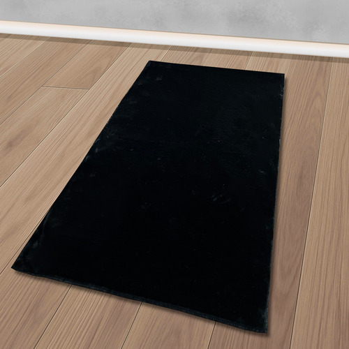 Alfombra Peluda 90x50 Cm Moderna Dormitorio / Costado Cama 90 Cm 50 Cm Premium Negro
