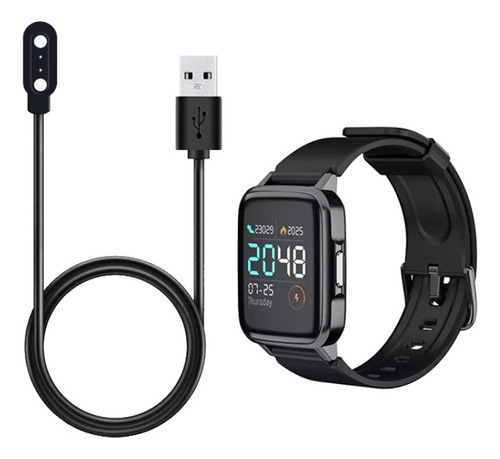 Cabo Carregador Usb Compatível Com Smartwatch Colmi P8 Plus Cor Preto