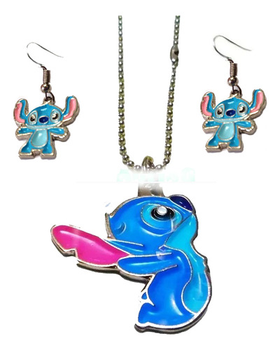 Arg Collar Y Aretes A Juego D Stitch De Lilo & Stitch Disney