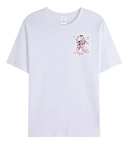 Remera Blanca De Algodón Logo Evangelion R138