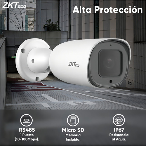 Zkteco Cámara Ip Bullet Para Reconocimiento De Placas De 2mp Bl-852q38a-lp Con Audio Y Alarma / Software Lpr Integrado / Lente Motorizado / Poe / Ip67 / Ranura Para Tarjeta Sd / Video Vigilancia