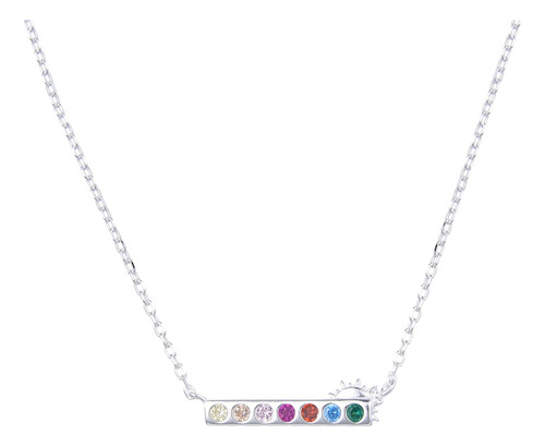 Collar Mujer Barra Multicolor Cadena Plata 925 Regalo