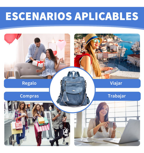 Mochila Bolsa Vintage Impermeable Antirrobo Cuero Artificial Pu Moda Viaje Escuela Trabajomujer Regalo Multiusos