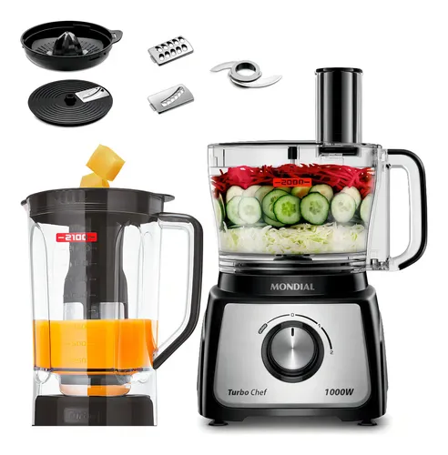 Multiprocessador Turbo Chef 7 Em 1 Mondial 1000w Mpn-01-be Preto 127v