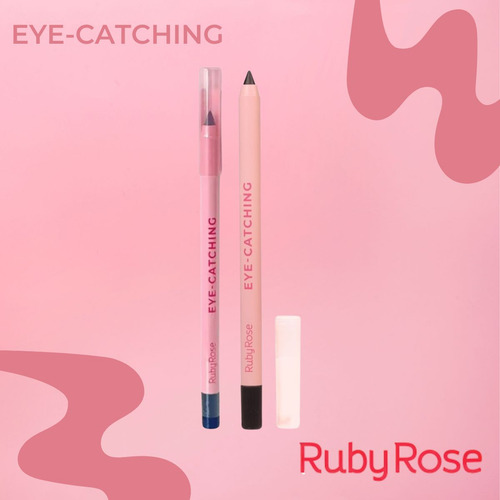Lápis De Olho Eye Catching Ruby Rose Matte Preto Linha Rosa