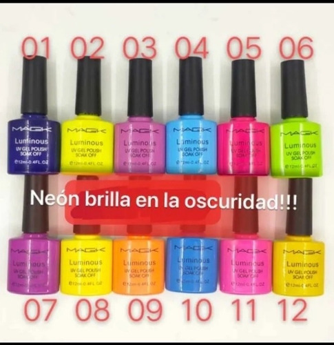 Imagen 1 de 2 de Esmalte Semipermanente Neon Brilla En La Oscuridad