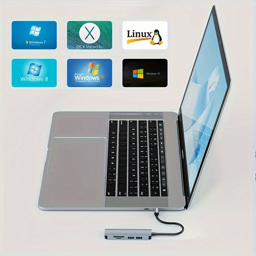 Hub 5 En 1 Adaptador Usb C/a Puertos Usb3/usb2/sd/tf Mac Pc