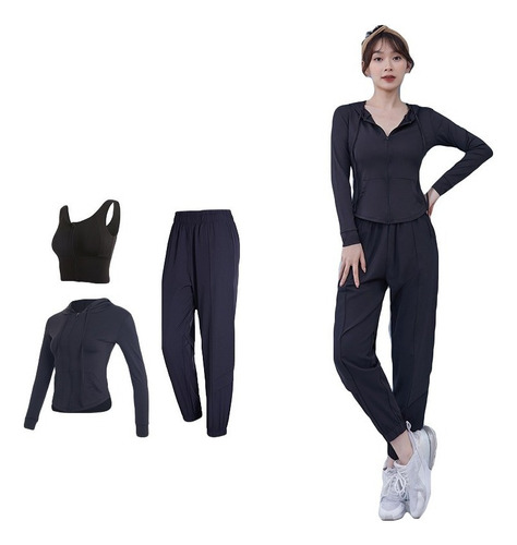 Conjunto Deportivo Mujer Fitness Bra + Blusa + Pantalon