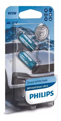 Kit 2 Lampara Posicion T10 Philips White Vision Ultra W5w