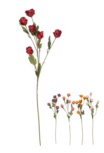 Flores Artificiales Vara Rosas 6 Cabezas X6 U Mayorista Deco