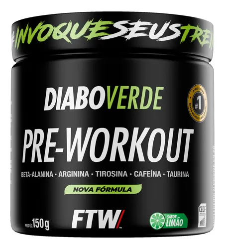 Suplemento Em Pó Verde Pre Treino Pre Workout Pote 150g Sabor Lim...