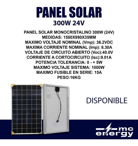 Imagen 1 de 1 de Panel Solar 300w 24v