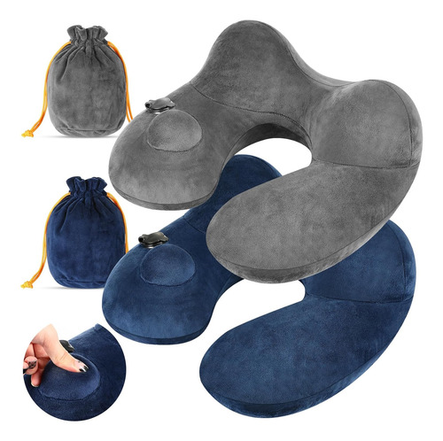 Almohadas Inflables De Viaje, 2 Unidades, Suave Y Compacta