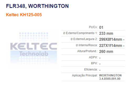 Elemento Separador Worthington Flr348/keltec Kh125-005