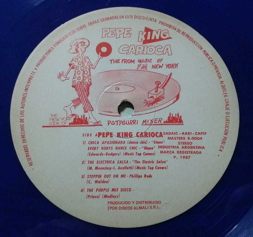 Pepe King Carioca Vinilo 12 Azul 1987 Pato C Ítalo Pet Shop (Usado)