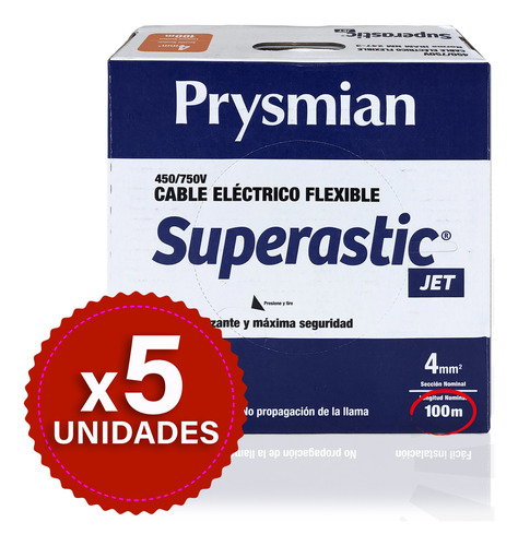 Cable 4mm Unipolar Superastic Pirelli Prysmian X500 Mts. 