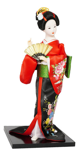 Estatua Asiática, Muñeca Geisha Japonesa Con Kimono,