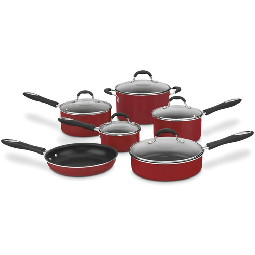 Set De Ollas 11 Piezas Cuisinart Anti-adherente Rojo