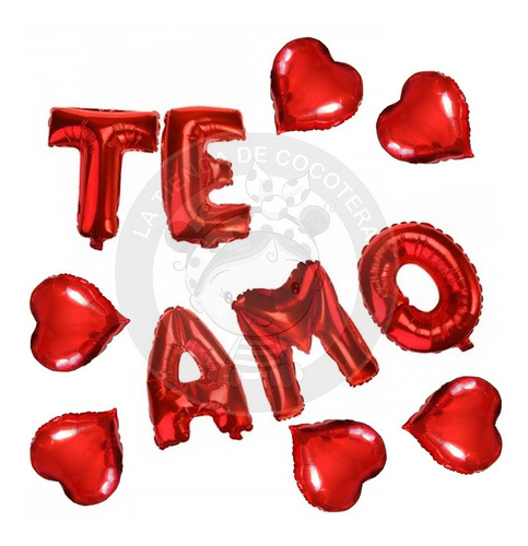 Globos Letras Te Amo 12  + Corazones San Valentin Enamorados