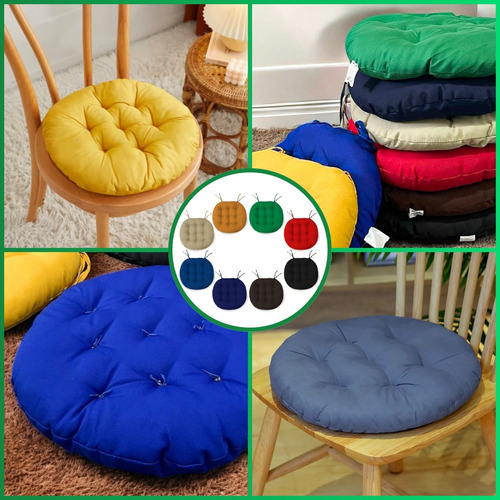 2 Assentos De Cadeira Futon 40x40 - Liso Redondo Cor Marrom