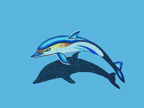 Imagen 3 de 9 de Mosaico Veneciano Delfin Amarillo Con Sombra Para Alberca