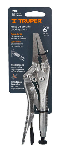 Pinza De Presión 6 Pulgadas Punta Larga Truper 17432