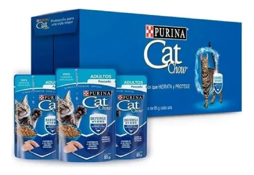 24 Sobres Cat Chow 85g Alimento Para Gato Sabor: Pescado Msi