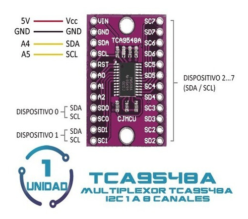 1 Unid Multiplexor Tca9548a I2c 1 A 8 Canales Arduino Esp32
