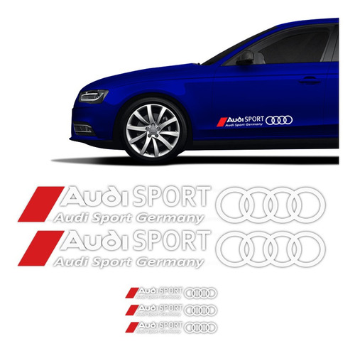 Adesivo Lateral Audi Sport Germany Alemanha Personalizada Cor Branco