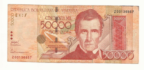 Billete  50 Mil Bs. 29/09/2005  Dificil  Reposicion