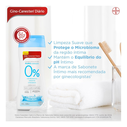 Sabonete Íntimo Diário Gel Puro Cuidado 200ml Gino-canesten