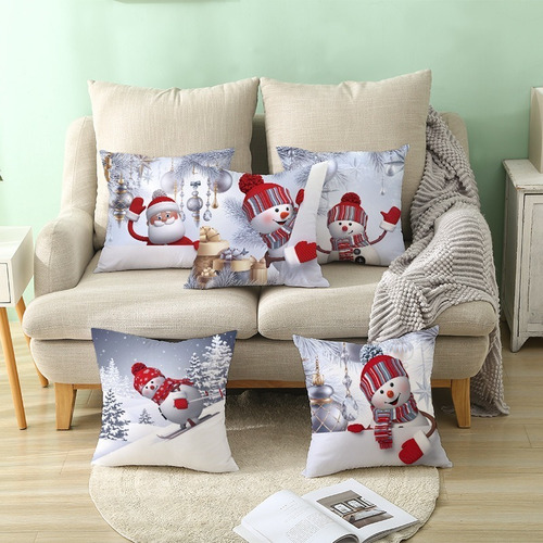 Imagen 3 de 10 de Funda De Cojín De Navidad 8 Piezas 45 X 45 Cm For Año Nuevo