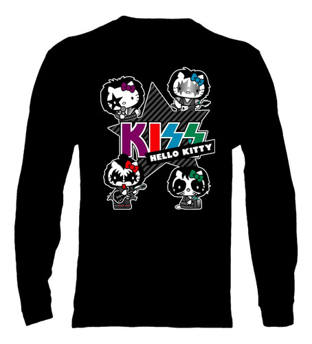 Polera Manga Larga Kiss - Ver 23 - Banda Hello Kitty