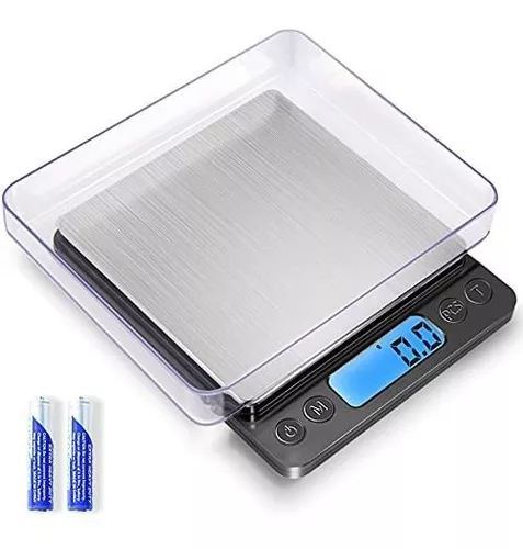 Báscula digital de cocina, báscula de precisión, báscula de alimentos para  joyería de mini gramos, 500g/0,01g. Báscula de bolsillo de alta precisión  con pantalla LCD y bandeja, acero inoxidable YONGSHENG 8390612432941