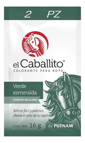 Colorante Caballito Teñir Telas Ropa Verde Esmeralda (2pz)