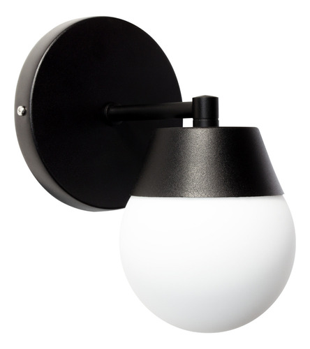 Kit 3 Arandela Parede Jabuticaba Preta Globo Vidro Leitoso