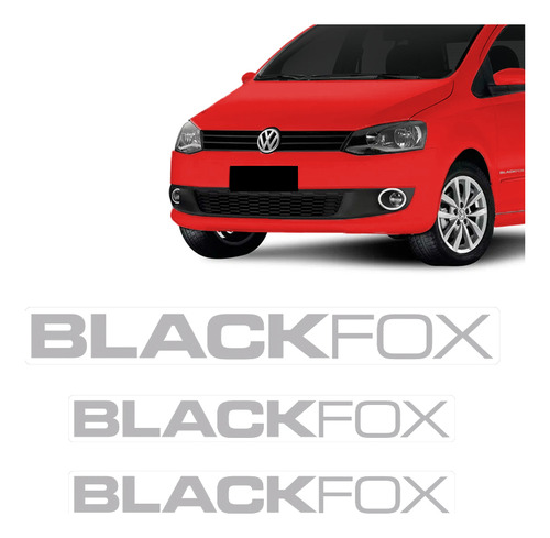 Kit Adesivo Emblema Black Fox P/ Fox Volkswagen Preto/prata
