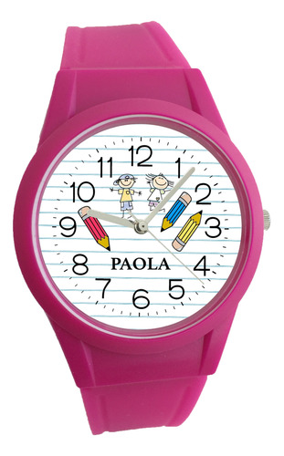 Reloj Maestra Personalizado Gran Regalo Colores Contra Agua