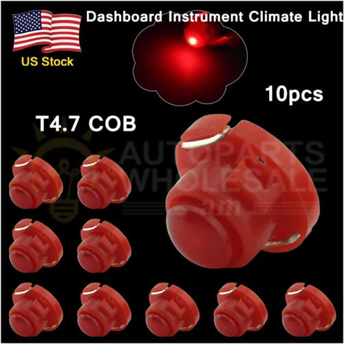 10 × Rojo T4.7 Cob Led Tablero Clima Control Instrumento Bas